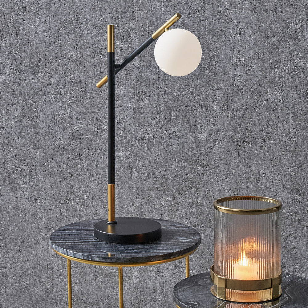Wanda White Orb & Black Metal Table Lamp